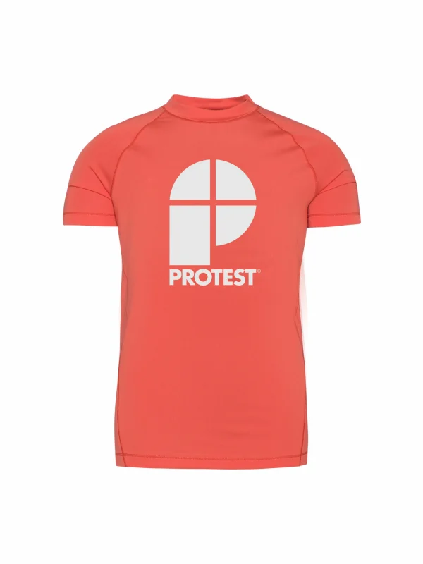 Protest Rashguard Short Sleeve “ PRTBERENT JR In New Coralpink 1