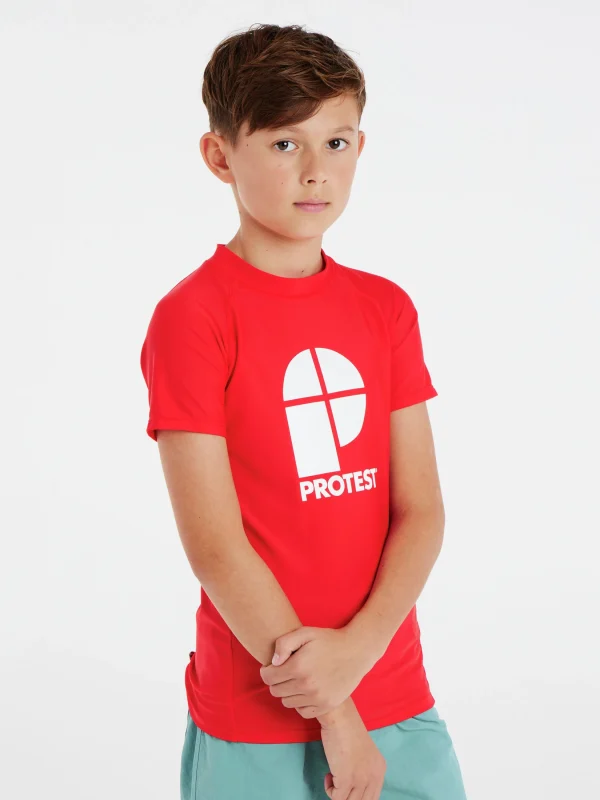Protest Rashguard Short Sleeve “ PRTBERENT JR In Tomato 3