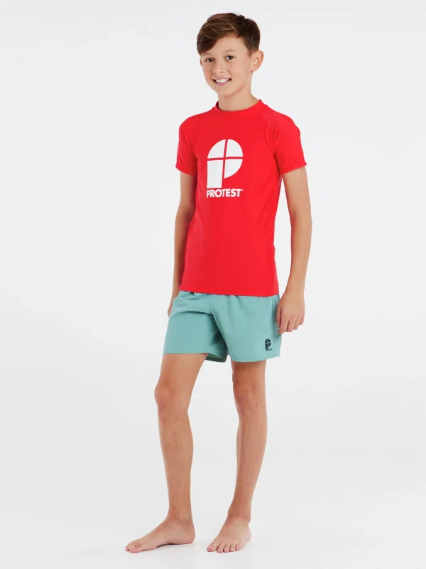 Protest Rashguard Short Sleeve “ PRTBERENT JR In Tomato 4