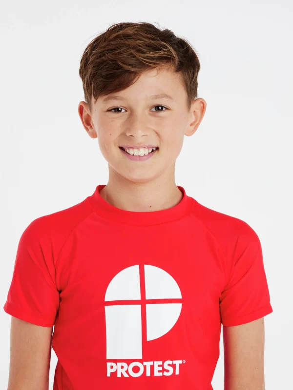 Protest Rashguard Short Sleeve “ PRTBERENT JR In Tomato 7