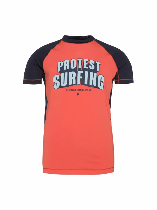 Protest Rashguard Short Sleeve “ PRTFREZZ JR In New Coralpink 1